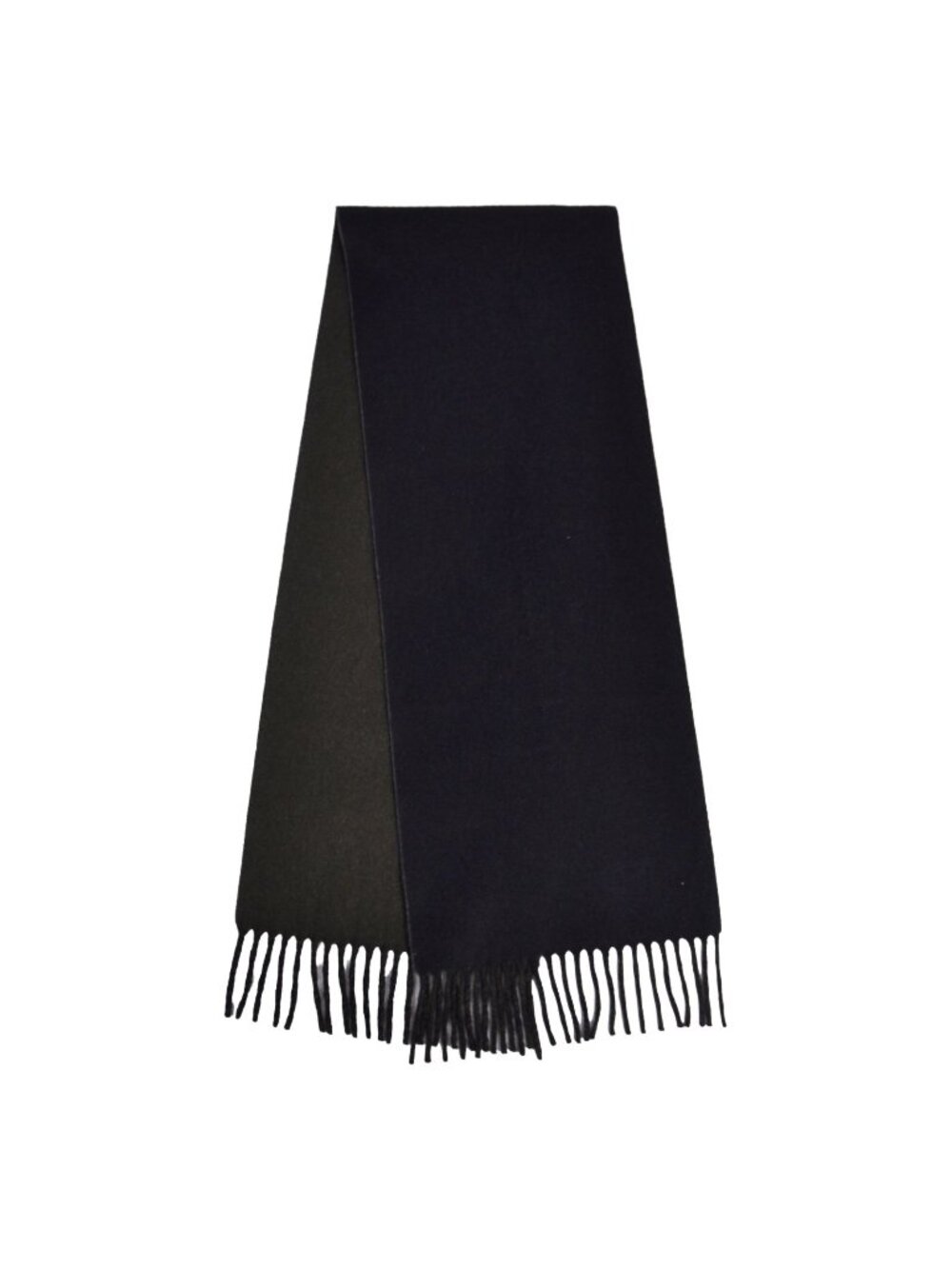 Hermes Scarf Shawl Fringe Cashmere Khaki Green Black